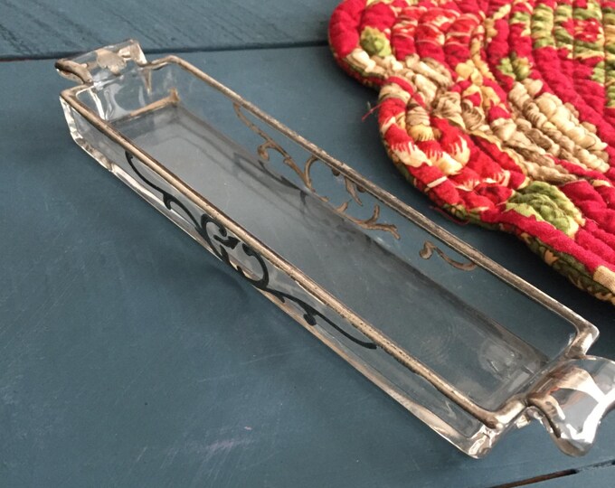 Silver Overlay Butter Tray Vintage Butter Dish Vintage Retro Etsy