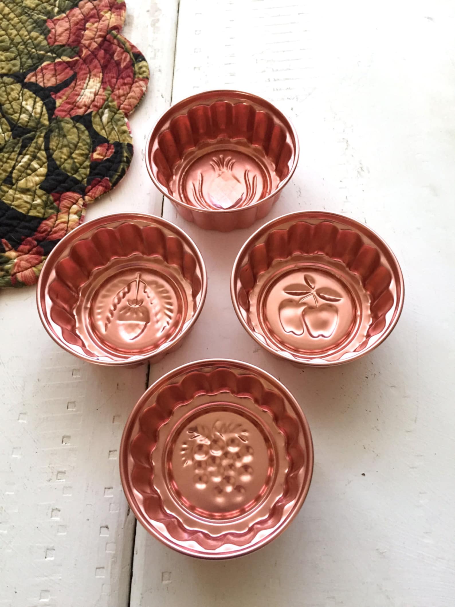 4 Small Round Copper Jello Molds Little Copper Jello Molds Etsy