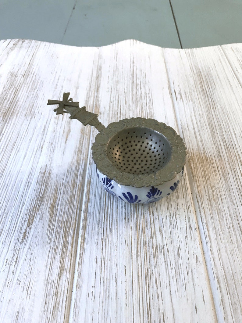 Vintage Delft Tea Strainer Blue and White Hand Painted Delft | Etsy