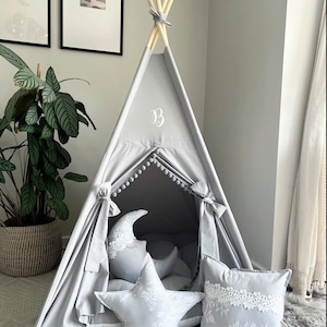 Grey Tent for Kids, Kids Teepee, Teepee Tent, Play Tent, kid’s birthday gift , Tent for kids, Kids Tent , Kids Teepee Tent, playhouse