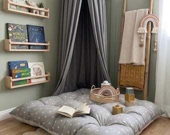 Handmade Puffy Tufted Floor Cushion, French Style Pillow, Kids Reading Nook Mat