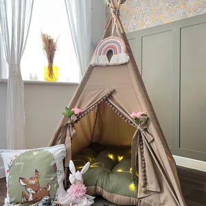 Handmade Kids Teepee Tent – Custom Play Tent – Nursery Decor – Reading Nook – Birthday Gift