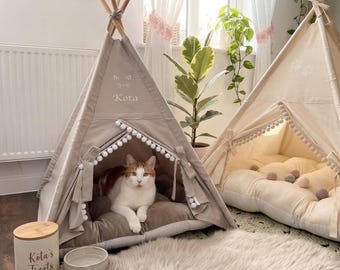 Pet Small Teepee Tent for Cats and Small Dogs Personalised Handmade