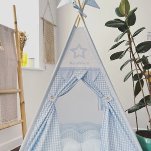 Blue gingham Teepee Tent for Kids, Teepee, teepees for kids , kids tent, toddler tent, kids tent indoor, kids parties sleepovers, tipi kids