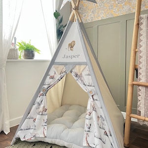Baby Teepee Kids Play Tent 1st Birthday Personalised Animal Safari Kids Teepee Tent for Explorer Nursery