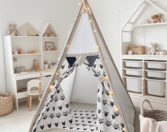 Personalised Monochrome Arrow Kids Teepee Set with Stabiliser
