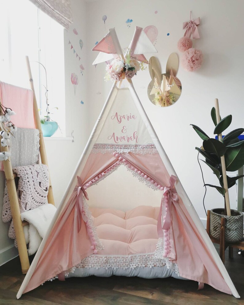 Ivory & blush pink girls teepee tent wigwam children tent Etsy
