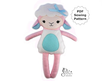 Lamb Sewing Pattern PDF Stuffed Toy Softie Instant Download