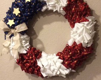 14" Patriotic or Armed Forces fabric wreath