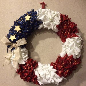 14 or 18 Patriotic Fabric Wreath image 1