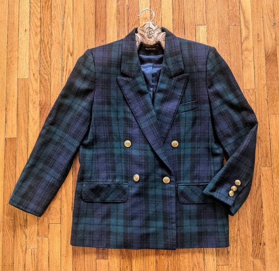 Vintage Blue Plaid Blazer