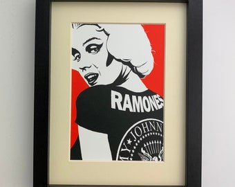 Ramones Girl Rock Wall Art Birthday or Anniversary gift. Picture Frame Graphic Design Fan Art Framed Print