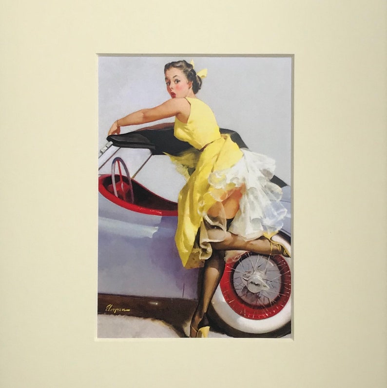 Gil Elvgren Car trouble Framed Print Calendar Girl Wall Etsy