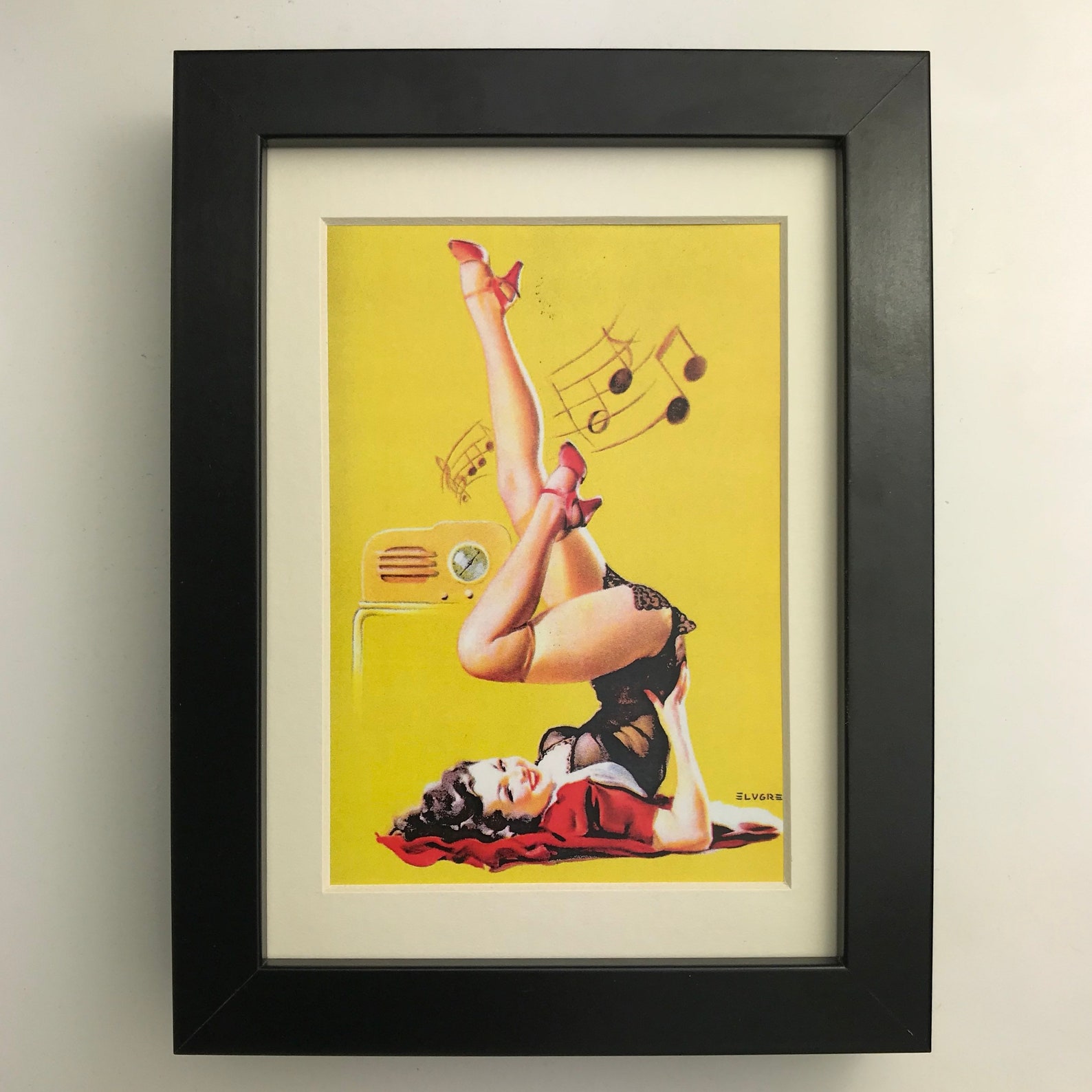 Gil Elvgren Radio Framed Print Calendar Girl Wall Art Etsy