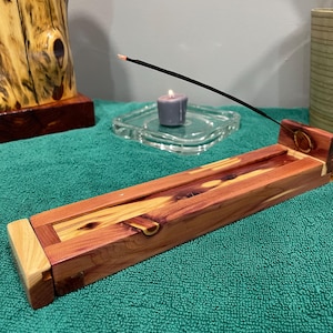 Red Cedar Incense Holder with Storage Drawer