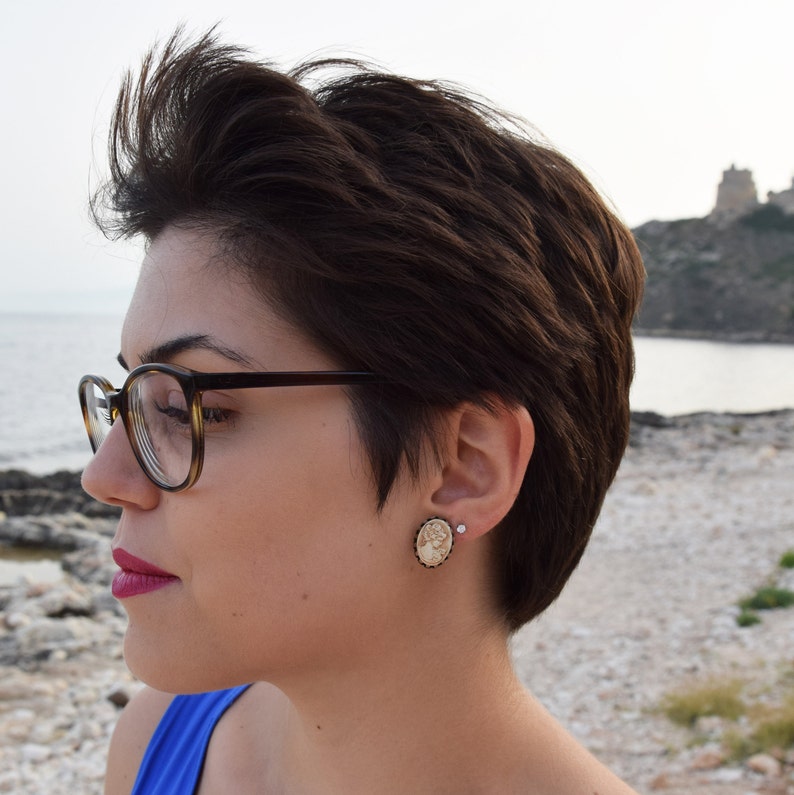 made in Italy handmade lobe earrings victorian jewelry woman cameo earrings ceramic jewelry