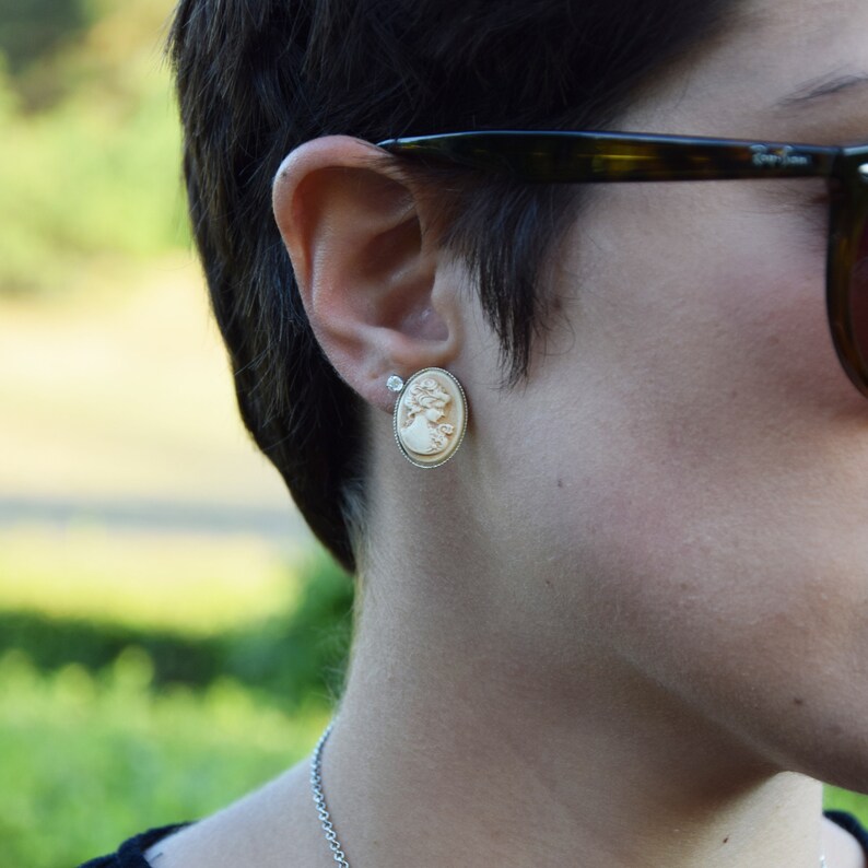 made in Italy handmade lobe earrings victorian jewelry woman cameo earrings ceramic jewelry