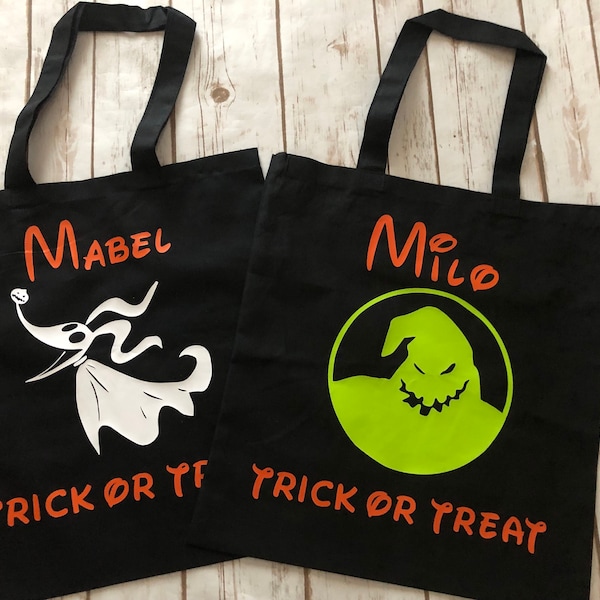 Trick or treat bag candy glow in the dark bag tote  not so scary  boogie Personalized Halloween Trick or Treat