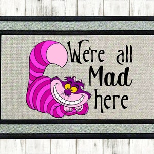 Alice wonderland door mat welcome mat house warming gift idea home decor  rug we&#39;re all mad here wonderland area rug magical. mouse