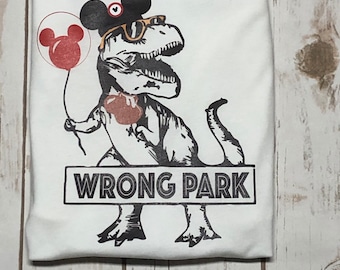 Wrong park t-shirt dinosaur shirt mickey balloon disney dinosaur shirt animal kingdom shirt t-rex shirt disney couple disney matching shirt