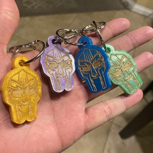 Handmade MF DOOM Mask Keychain - Resin Crafted Collectible