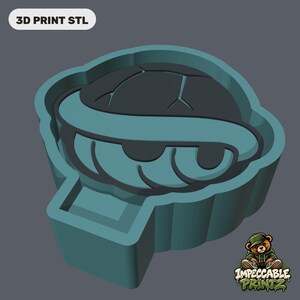 May include: A teal and dark gray 3D print STL file featuring a stylized shell design with a raised border. The image includes the text 3D PRINT STL in the upper left corner and a logo of a bear wearing a cap in the lower right corner.