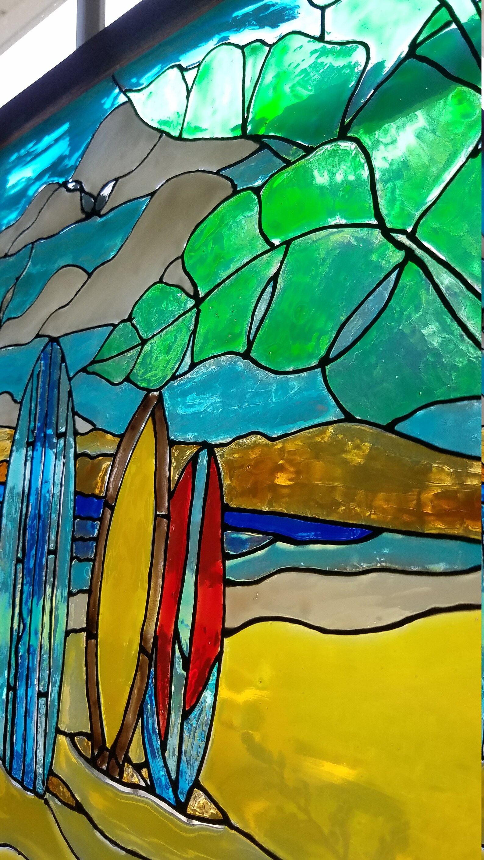 Surfboards Beach Surfing Vacation Painted Stained Glass Panel Etsy