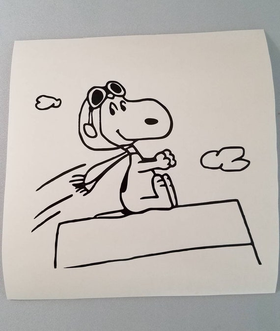 Snoopy Flying Ace Doghouse Vinyl Decal Free Shipping Yeti Etsy