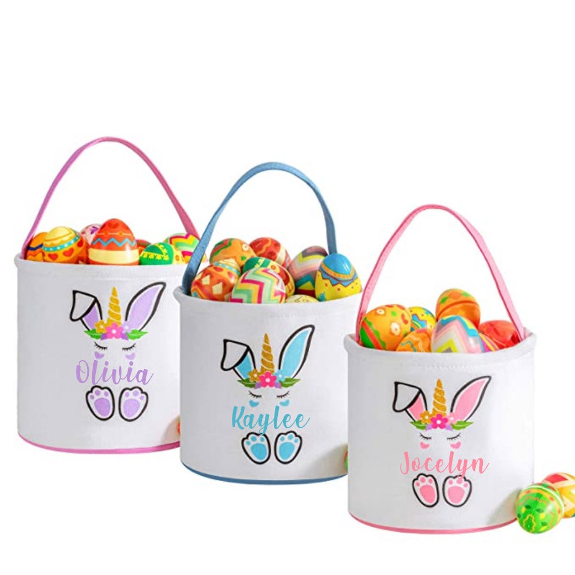 Personalized Easter Basket Unicorn Bunny Easter Basket Woven Etsy