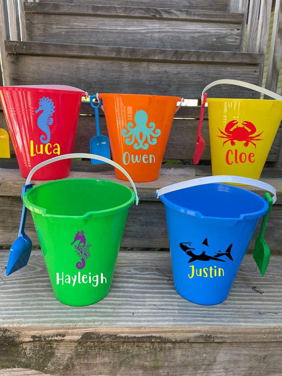 Personalized plastic Beach pail bucket with shovel Party Favor Etsy