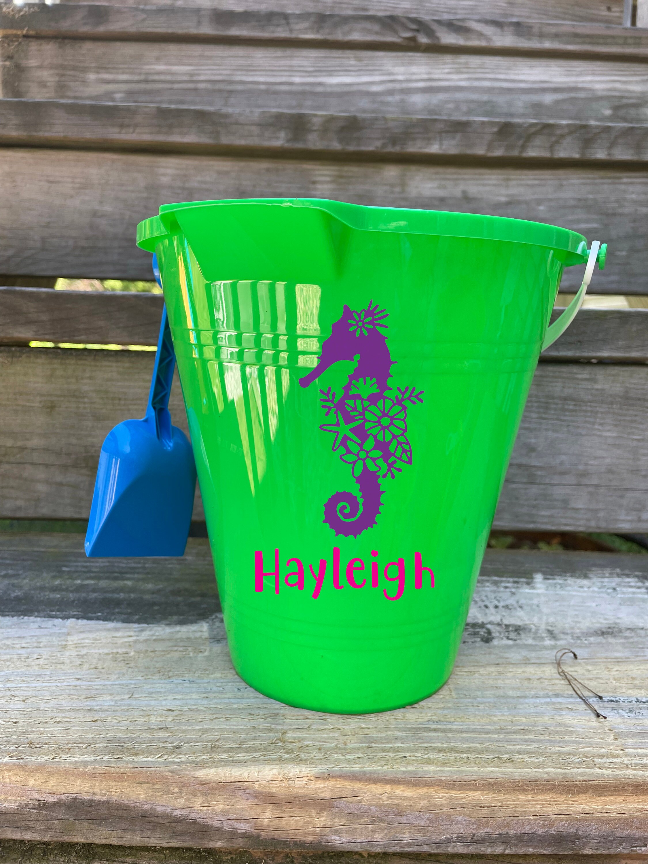 Personalized plastic Beach pail bucket with shovel Party Favor Etsy