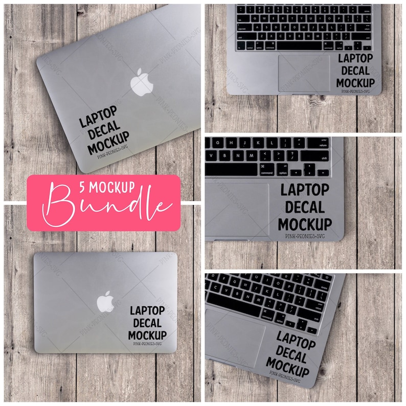 Download Washed Wood Laptop Decal Mockup BUNDLE Laptop Mockup Decal ...