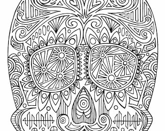 Intricate Sugar Skull Coloring Page