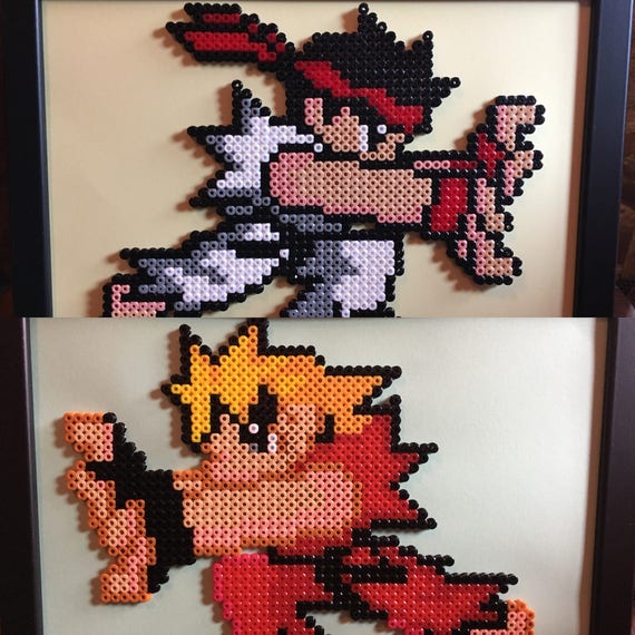 Ryu Andor Ken Street Fighter Pixel Art A4 Framed Bead Etsy