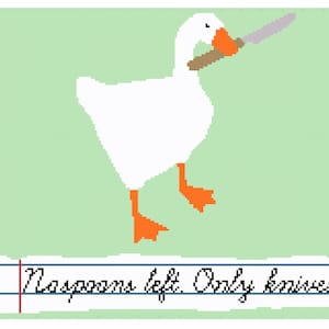 Snarky Cross-Stitch, No Spoons Left Only Knives, Untitled Goose Game, Spoonies, Spoon, X-stitch,Knives