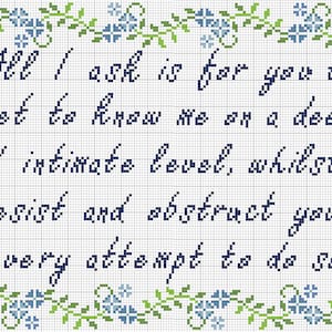 Snarky Cross-Stitch, All I want from you, All I ask, x-stitch, meme, funny