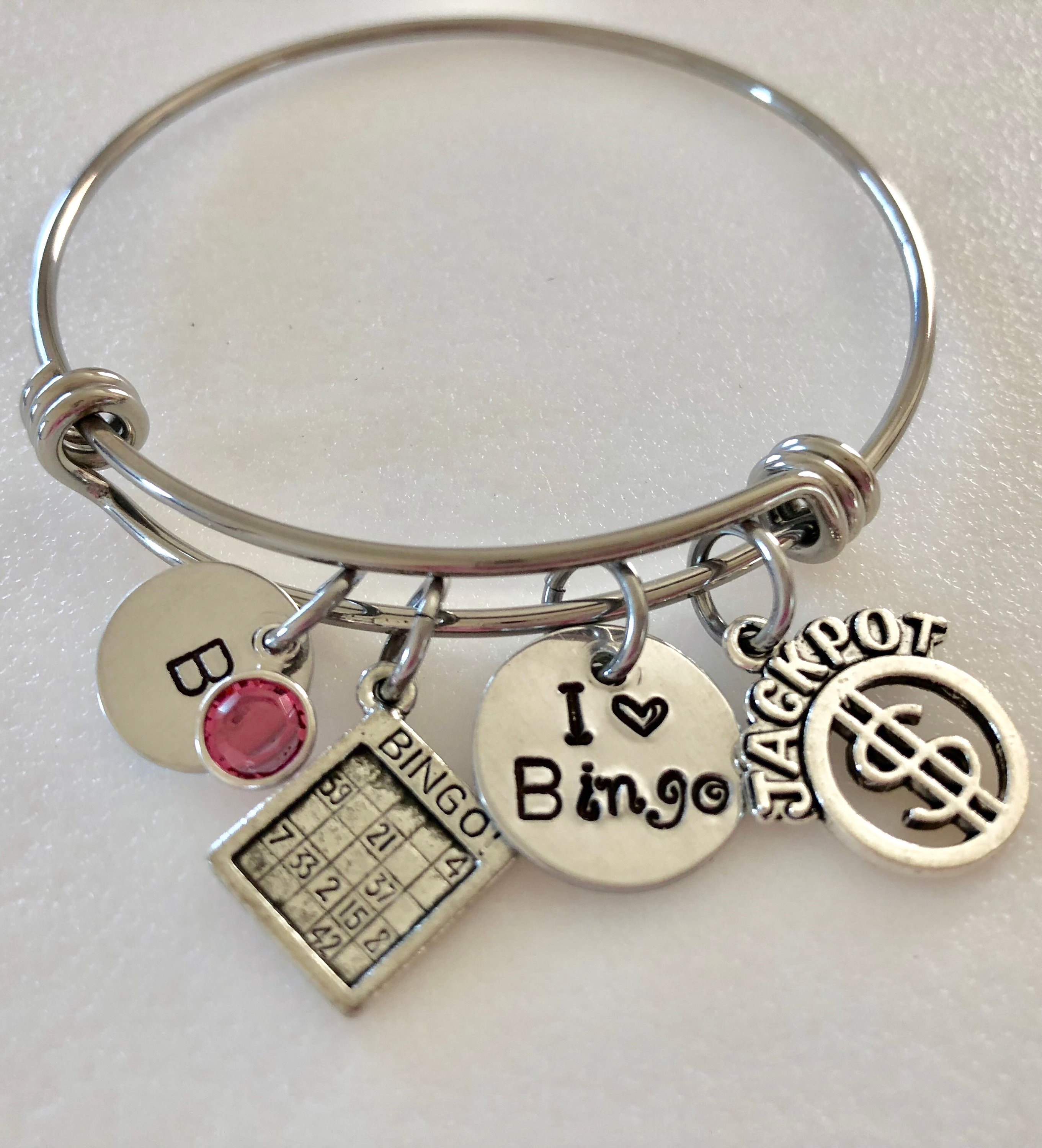 Bingo Bangle, Bingo Lover, Bingo Grandma, Bingo Charm Bracelet, Pewter ...