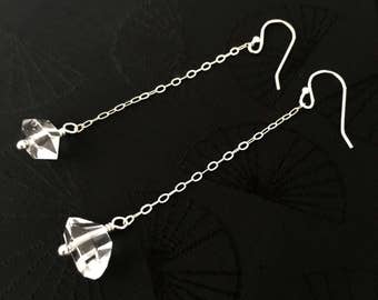 Herkimer Earrings, Herkimer Diamond Earrings, April Birthstone, Natural Crystal Quartz, Sterling Silver, 14K Gold Fill, Bridal Earrings