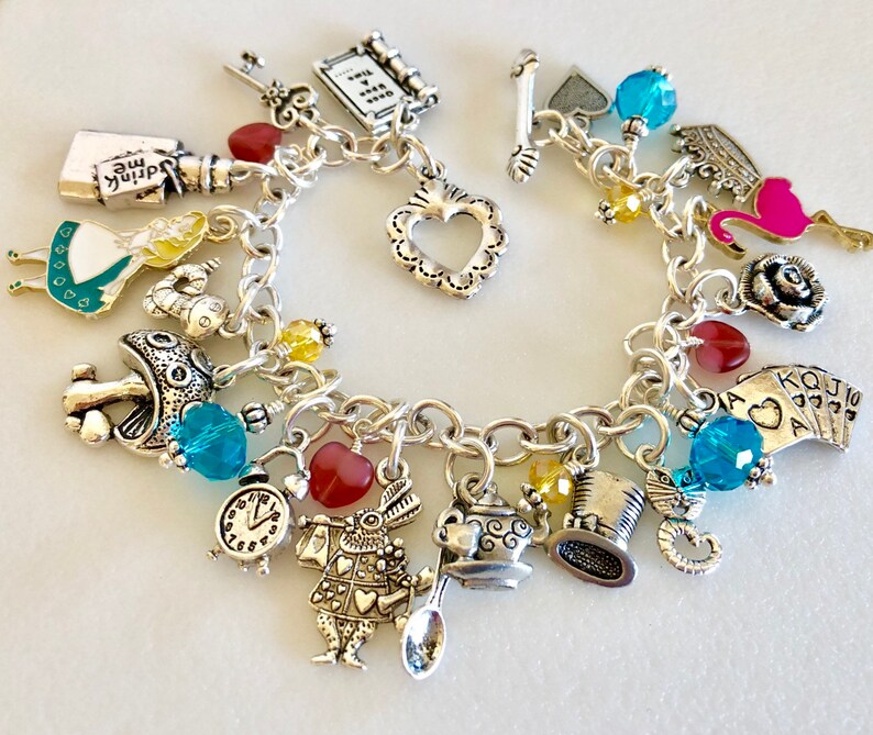 Alice In Wonderland Charm Bracelet Story Bracelet Fairy Tale Etsy
