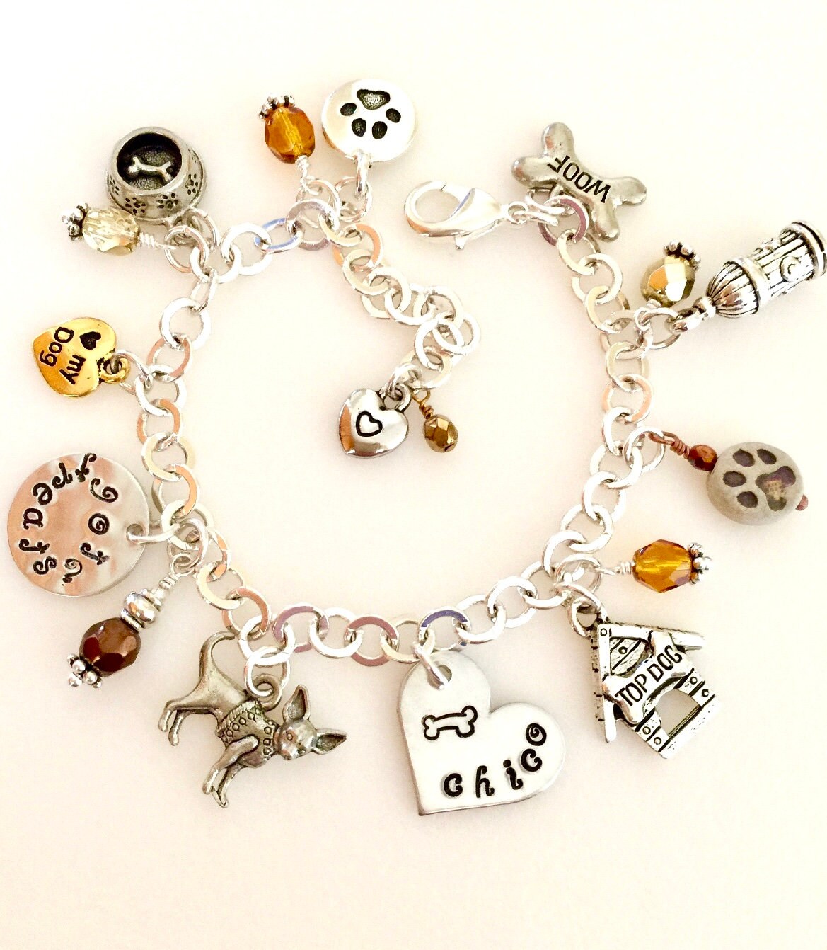 Personalized dog deals charm bracelet