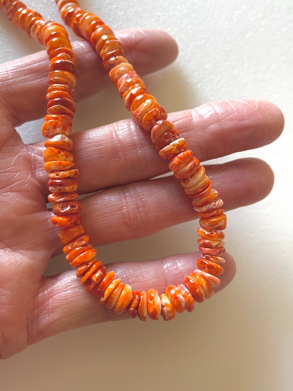 Orange Spiny Oyster Shell Necklace Southwest Native American Natural Mexican Spiny Oyster Shell Boho Sterling Silver Gold Fill Etsy Canada