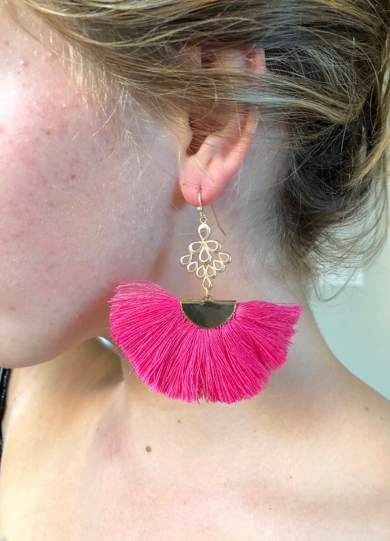 Fan Tassel Earrings Silk Tassels Trendy Tassel Earrings Boho