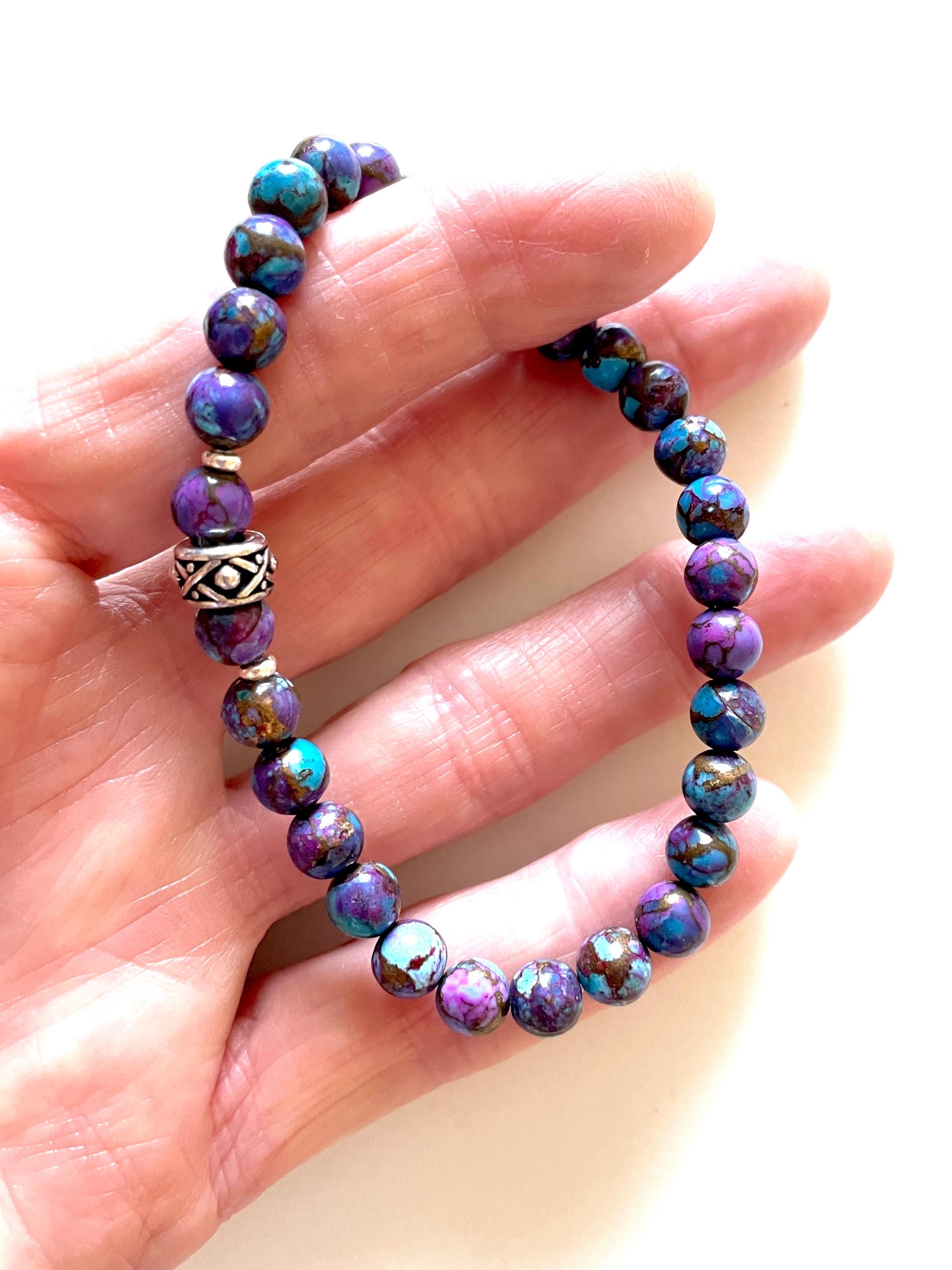 キングマン ターコイズ ブレスレット、斑点のあるモハーベ パープル