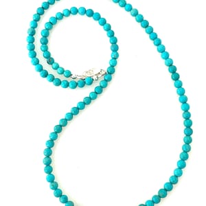 Turkoois ketting Doornroosje, AAA natuurlijk Arizona-turkoois, Doornroosje-mijn, 4 mm helderblauw turkoois, sterlingzilver.