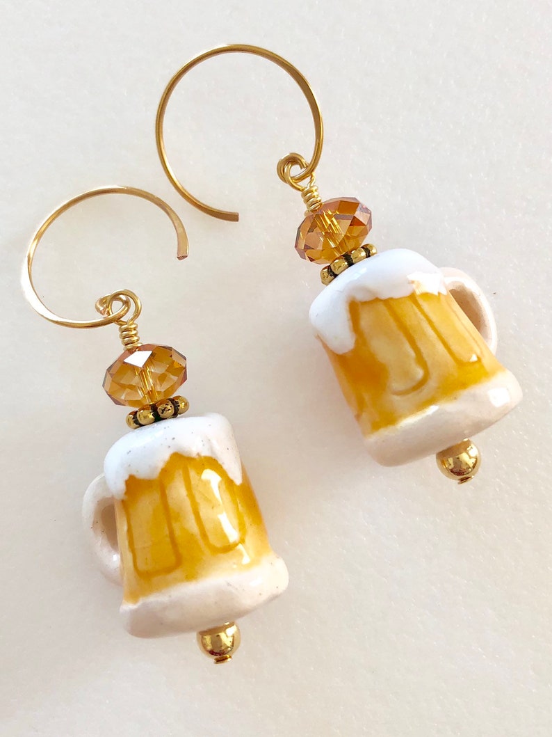 Beer Mug Earrings Beer Stein Ceramic Beer Charm Beer Etsy