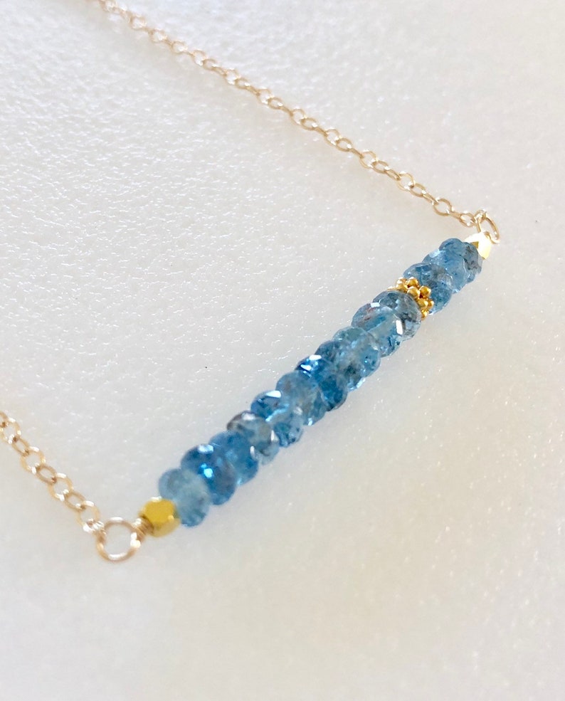 Blue Aquamarine Beaded Bar Crystal Necklace March Birthstone 925 Sterling Silver 18 Inch Chain Jewelry Handmade Products Rbafamilylaw Com