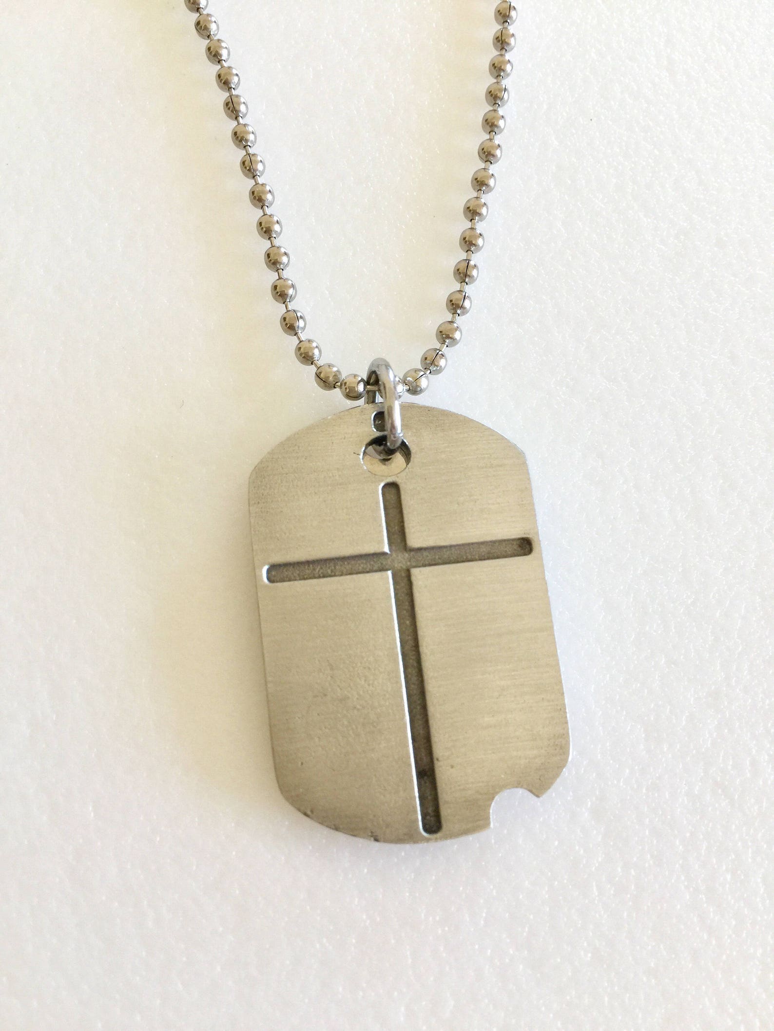 Men's Dog Tag Cross Necklace Personalized Dad's Dog Etsy