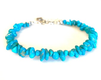 Sleeping Beauty Turquoise Karen Hill Tribe Bracelet, Genuine Arizona Turquoise, Thai Fine Silver, December Birthstone, Sterling Silver