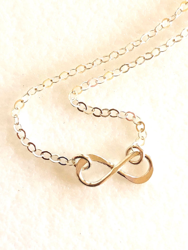 Layering Bridal .925 Sterling Silver Minimalist Infinity Necklace Petite Sterling Silver Infinity Charm Delicate