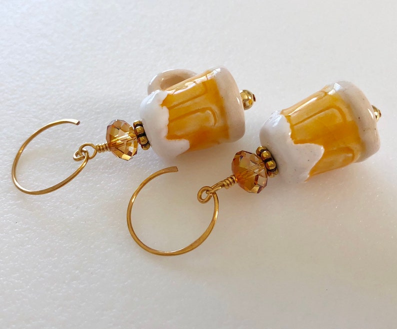 Ceramic Beer Charm Beer Mug Earrings Oktoberfest Beer Lover Novelty Earrings Beer Stein Beer Jewelry